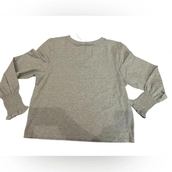 NWT Oat New York Gray Sweatshirt with Ruched Sleeves - Picture 2 of 3